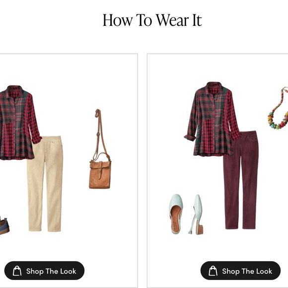 Coldwater Creek Festive Red/Green Mixed-up Plaid Tunic - Picture 4 of 5